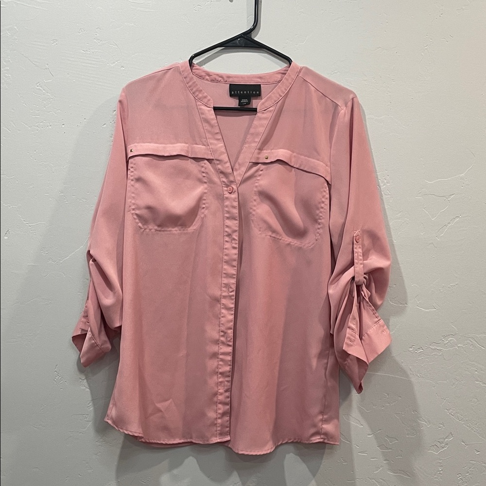 Attention Blush Pink Button-Up Blouse